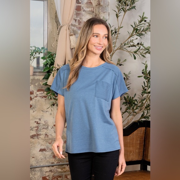 Sew In Love Full Size Exposed Seam Round Neck Short Sleeve T-Shirt - Picture 4 of 7